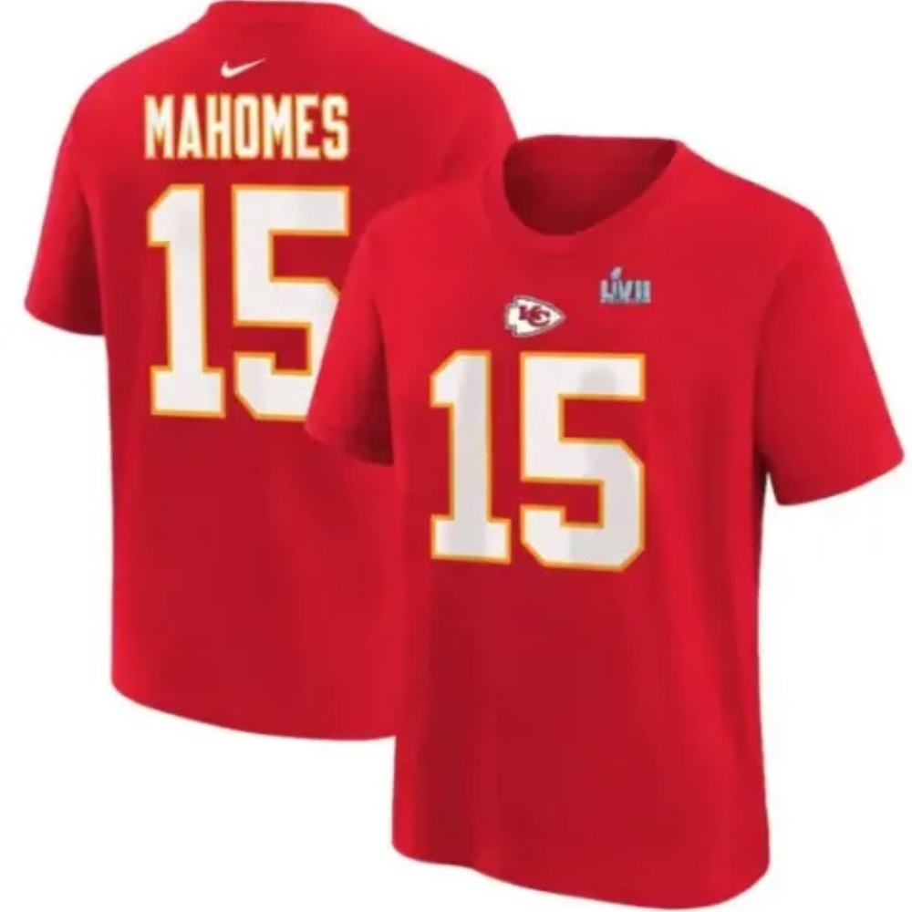 Patrick Mahomes Kansas City Chiefs Nike Youth Super Bowl LVII Name&Number TShirt